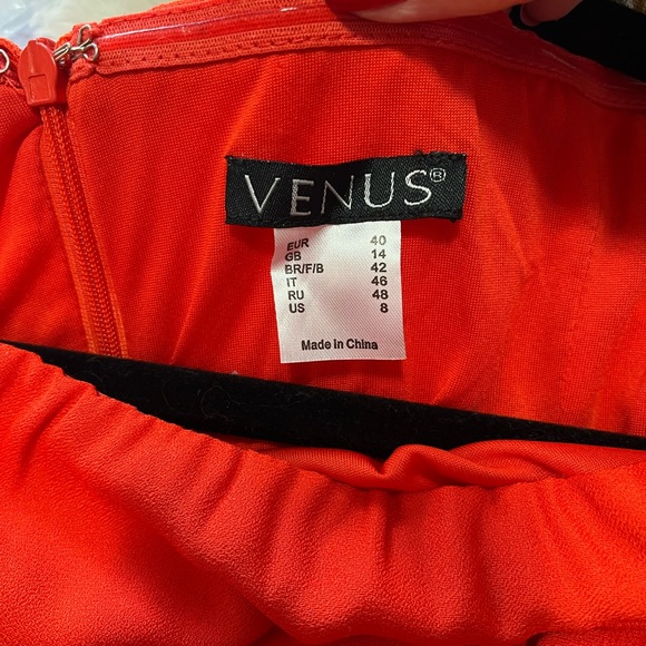 Orange off the shoulder sleeve detail dress - Picture 3 of 6